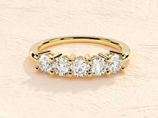 2.00 Ct Treated Round Cut White Diamond Solitaire Ring 925 Silver Certified Diamond Five-Stone Ring price