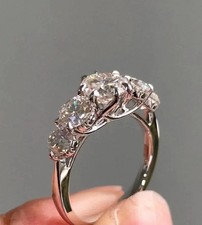 5.50 Ct Certified Round Cut White Diamond Solitaire Ring-Treated In 925 Silver Diamond Five-Stone Ring price