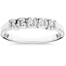 1/4Ct Five Stone Lab Grown Diamond Stackable Wedding Ring 10k White Gold Diamond Five-Stone Ring price