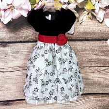 Bonnie Baby Girls Floral Chiffon Red Mesh Bow Black White Formal Dress 18M Baby Dress price