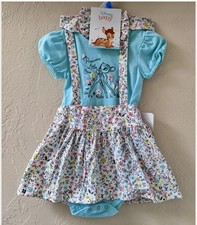 Disney Baby 6-9 Months Bambi Floral Print Pinafore Jumper Dress & Hair Bow ONLY Baby Dress price