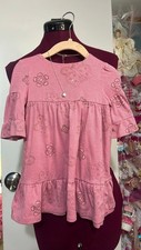 Laura Ashley Dress Baby Girl 12M Pink Paisley Honeycomb Ruffle Babydoll Good Baby Dress price