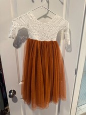 Topmaker Toddler Girls' Long Sleeve Lace and Tulle Flower Girl Dress in Rust Ora Baby Dress price