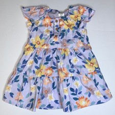 Carter's Baby Girl Lilac Floral Flutter Sleeve A-Line Dress Size 12m Baby Dress price