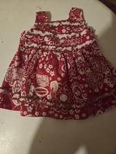 Girls Red/White Floral Sundress Square Neck Sleeveless Strappy Ruffle Button Baby Dress price