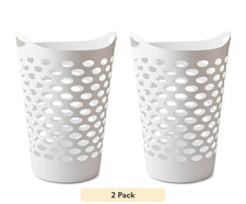 (2 pack) Mainstays Plastic Round Laundry Hamper, White, with Carrying Handles Laundry Basket price