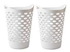 Plastic Round Laundry Hamper with Handles White 2 Pack Laundry Basket price