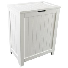 Redmon Contemporary Wooden Clothes Hamper for Bedroom and Laundry Room, White Laundry Basket price