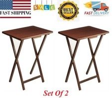 Walnut 2-Piece Folding TV Tray Table Set, 19 x 15 x 26 Inch Office Side Table price