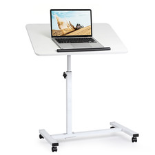 Adjustable Overbed Bedside Table with Wheels Mobile Standing Desk White Office Side Table price
