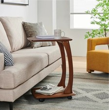 Emerson Solid Wood End Table with Rolling Wheels, C Shaped Side Table, TV... Office Side Table price