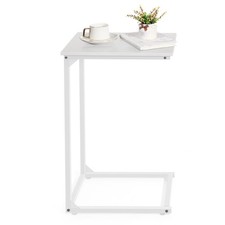 White C Shaped End Table, Couch Side Table that Slide Under Sofa for Living Room Office Side Table price