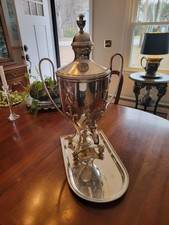 Treasures From Russia Moscow 1992 Silver Plate Samovar & Tray 24" Tall Samovar price