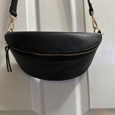 Ladies Black Genuine Leather Belt Bag Made in Italy Women's Belt Bag price