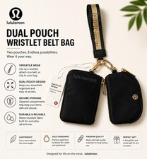Lululemon Wristlet Belt Bag Dual Pouch Black And Gold Color Women's Belt Bag price