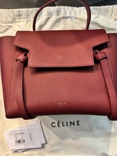 Celine Micro Grained Calfskin Belt Bag Top Handle Authentic Burgundy Women's Belt Bag price