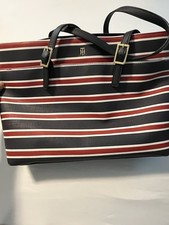 Tommy Hilfiger Women’s Striped Tote Bag Black/Red/White Double Handles Women's Belt Bag price
