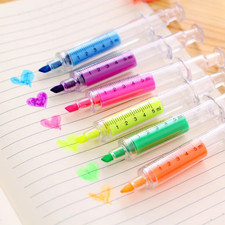 6pcs Kawaii Syringe Highlighter Pens Needle Shape Color Marker Set Highlighter Pen price
