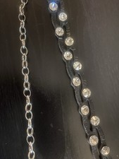 Black Faux Leather Diamonds Studded Extendable Chain Belt. One Size Fits Most Women's Belt price