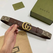 GUCCI BELT BROWN LEATHER 100% AUTHETNIC GOLD BUCKLE M SIZE WOMEN'S CLASSIC ITALY Women's Belt price