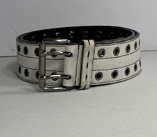 Prada Women’s Wide Fashion Belt White Double Prong Buckle some damage 3426 Women's Belt price
