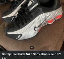 Nike Shox Unisex Kids Sneaker 3.5Y Black/Silver/Red Low Top Lace-Up Unisex Children's Casual Shoes price