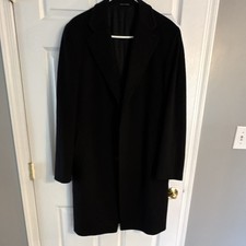 Canali Made In Italy Men’s Black Wool/Cashmere Overcoat Size 48IT Long Coat price