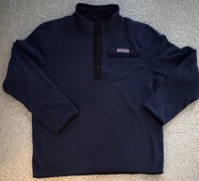 Vineyard Vines Men's Snap-T Fleece Pullover XL Navy Blue Long Sleeve Long Coat price