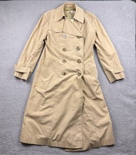 VTG Aquascutum Coat Womens Small Beige Lined Cotton Trench Jacket Aqua 5 Long Coat price
