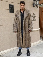Men's Luxury Faux Fur Coat Jacket Winter Warm Long Coats Overwear Outwear Long Coat price