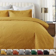 3 Piece Embossed Quilted Bedspread Reversible Queen King Size Coverlet Bed Throw Bedspread price
