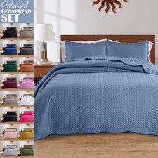Reversible Quilted Bedspread Set Lightweight Embossed Coverlet Throw Twin Size Bedspread price