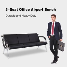 3-Seat Waiting Chair Office Airport Bench Guest Reception PU Leather Sofa Seat Office Waiting Chair price