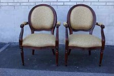 Gorgeous Pair of French Bergere Mahogany Spring Armchairs, New Upholstery Armchair & Bergere price