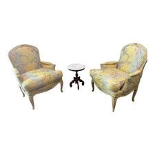 French Louis XV Bergere Arm Chair Floral Mid Century Armchair & Bergere price