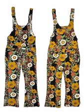 Run And Fly Jumpsuit Floral Overalls Bib 70's Retro Groovy Dungarees Twill Small Women's Jumpsuit and Dungarees price