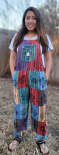Handmade Stonewashed Patchwork Cotton Jumpsuit Unisex Boho Hippie Dungarees Women's Jumpsuit and Dungarees price