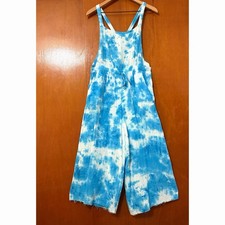 Stark X Blue Tie Dye Gauze Overalls Jumpsuit Wide Leg Cropped Size Medium Women's Jumpsuit and Dungarees price