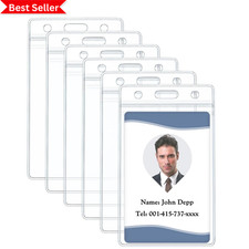 6 Pack Vertical ID Card Badge Holder Waterproof Clear Card Sleeve Case Cover Hea Unisex Card Holder price