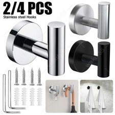 2/4 Packs Bathroom Towel Coat Robe Hooks Stainless Steel Door Hanger Wall Hook Bathrobe Hanger price