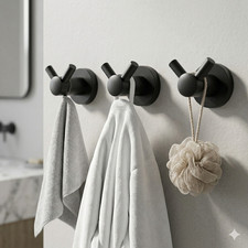 3 Pack Matte Black Double Robe Hooks Wall Mount Bathroom Towel Hook Bathrobe Hanger price