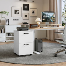 Gianna 2-Drawer Rolling File Cabinet w/ Lockable Wheels, Printer Stand, White Filing Cabinet price