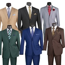 Vinci Men Solid Color Single Breasted Classic Regular Fit Suit NEW Men's Suit price