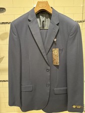 Caravelli Collezione Men's 2Piece Suit Blue 42R 36W Model Oxford SBX2 New W Tags Men's Suit price
