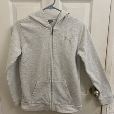 PUMA Girls kids size XL gray Sweatshirt zip-up hoodie for kid age 10 Girls' Sweatshirt price