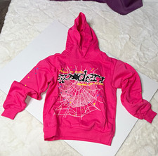 Men Pink Pullover Hoodie Spiderweb Spider Graphic Long Sleeve Size S *BRAND NEW* Girls' Sweatshirt price