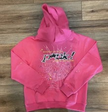 Girls Pink Pullover Hoodie Rhinestone Spider Web Graphic Long Sleeve Size M Girls' Sweatshirt price