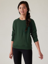 Athleta Girl Long Sleeve Sweatshirt Green Kangaroo Pocket Crew Neck Size Large Girls' Sweatshirt price
