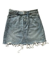 •PAIGE Washed Light Blue Denim Mini Skirt with Frayed Hem Jeans / Denim Skirt price