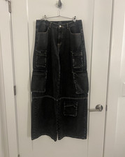 CALYPSO Women's Dark Denim Cargo Pant w/ Pockets Solid Size M Jeans / Denim Skirt price